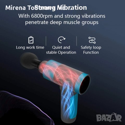 Пистолет за мускулен масаж 5 скорости, LCD сензорен екран, снимка 4 - Отоплителни печки - 38327264