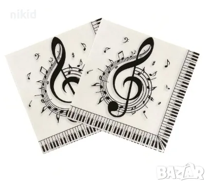 10 бр Музика Ноти Ключ Сол парти салфетки рожден ден украса