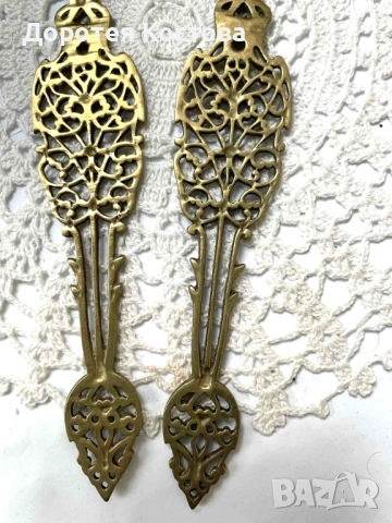 Красиви месингови прибори за сервиране от Англия, снимка 3 - Прибори за хранене, готвене и сервиране - 52641608