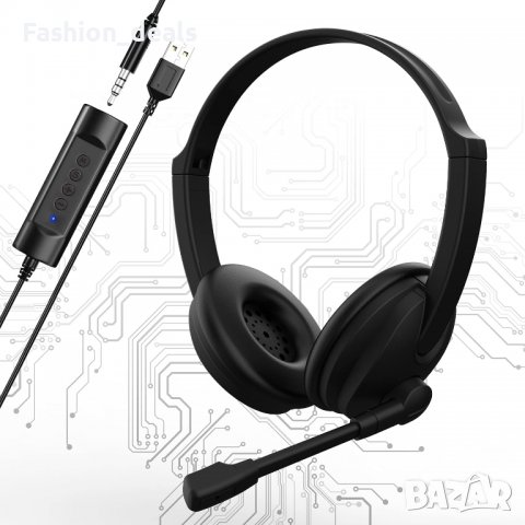 Нови USB слушалки с микрофон за офис, работа, бизнес с шумопотискане, снимка 1 - Слушалки и портативни колонки - 37620223