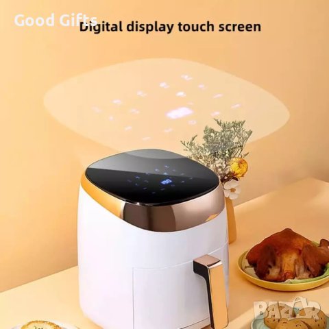 5 литра Елегантен Компактен Air Fryer - Фритюрник с горещ въздух , 1200 W, Тъч скрийн управление, снимка 4 - Фритюрници - 40839683
