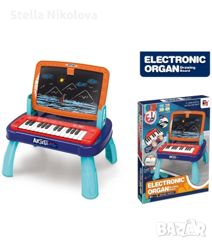 Детска маса с пиано и двулицева дъска за рисуване