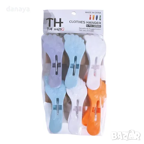 5657 Големи щипки за пране Крачета, 6 броя, снимка 3 - Сушилници - 49039256