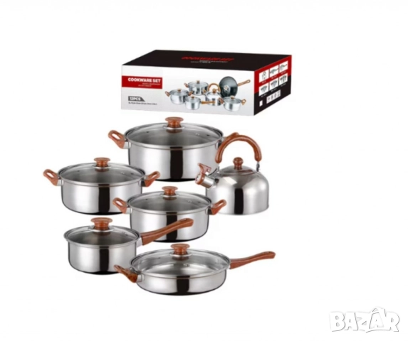 Комплект тенджери + подарък кухненски прибори розов, черен или зелен цвят DJ37+TV1316, снимка 4 - Прибори за хранене, готвене и сервиране - 51970829