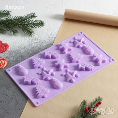 4017 Силиконова форма за бонбони Коледни играчки, снимка 2 - Форми - 42220841