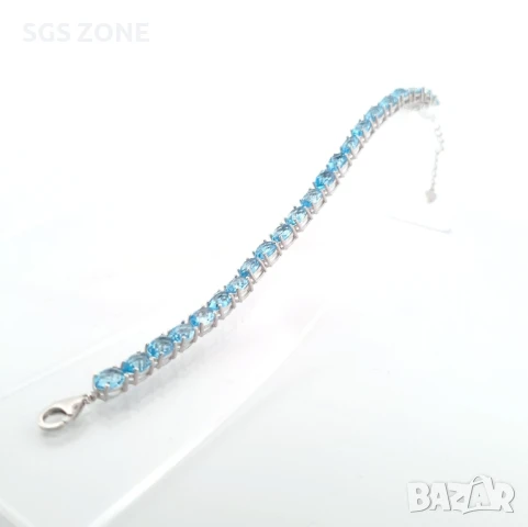 Сребърна тенис гривна с TOPAZ SWISS с фантастична шлифовка, снимка 5 - Гривни - 51264443