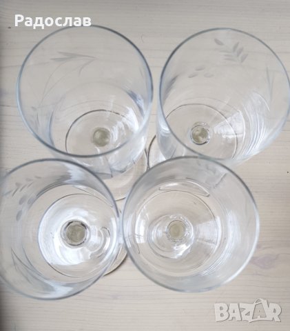 4 чаши лукс с високо столче 100 мл с гравюра запазени, снимка 4 - Чаши - 36618093