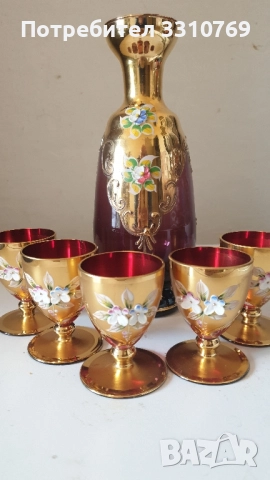 Великолепен кристален сервиз за ликьор и ракия. , снимка 1
