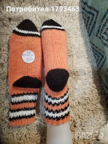 Ръчно плетени дамски чорапи, размер 38, снимка 12 - Дамски чорапи - 51487267