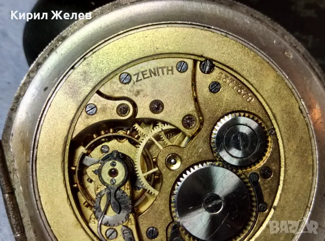 ZENITH Стар КОЛЕКЦИОНЕРСКИ ШВЕЙЦАРСКИ СРЕБЪРЕН ДЖОБЕН ЧАСОВНИК ЗЕНИТ СРЕБРО 800 Рядък МОДЕЛ 49660, снимка 9 - Антикварни и старинни предмети - 48609681