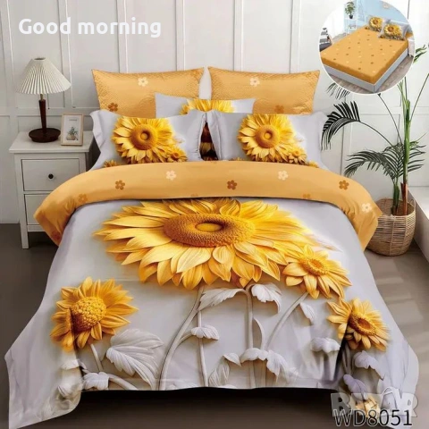 Флорален комплект с ластик, 100% памук 1 бр. х плик за завивка 200 x 230 cm 1 бр. х долен чаршаф , снимка 13 - Спално бельо - 54090324