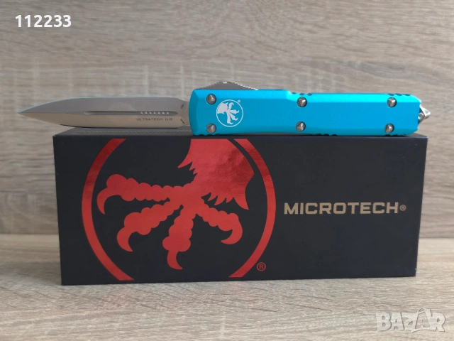 Microtech Ultratech OTF Double Edge Stonewash Turquoise.