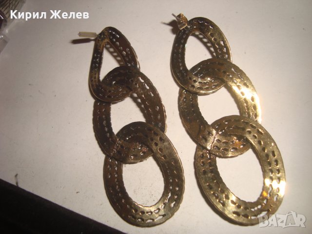 МАСИВНИ ТЕЖКИ БРОНЗОВИ РЕТРО СТИЛНИ ЗЛАТИСТИ МЕСИНГОВИ ОБЕЦИ 9342, снимка 6 - Обеци - 31260047