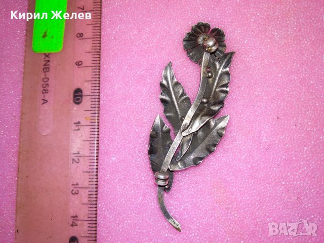 СТАРИННА СРЕБЪРНА БРОШКА ОКСИДИРАНО СРЕБРО с ПЕРЛА и МАРКАЗИТИ / НУЖДАЕ се от НОВА ИГЛА ОТЗАД! 43364, снимка 4 - Антикварни и старинни предмети - 44394049