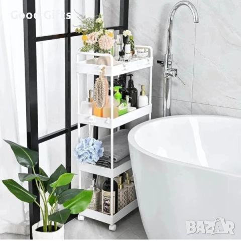 Компактна Дизайнерска Количка-Етажерка на 3 Нива – Сбогом на Хаоса в Банята и Кухнята!, снимка 4 - Други стоки за дома - 53282297
