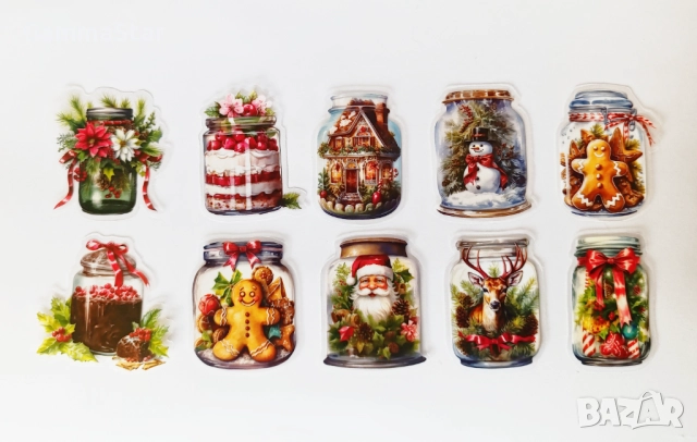 Комплект красиви коледни стикери - 50 бр., снимка 4 - Ученически пособия, канцеларски материали - 52432222