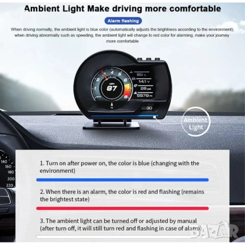 OBD2 и GPS диагностика, HUD дисплей,цифрово табло с информация за , Boost ,Clock, индикатор за турбо, снимка 8 - Аксесоари и консумативи - 54335529