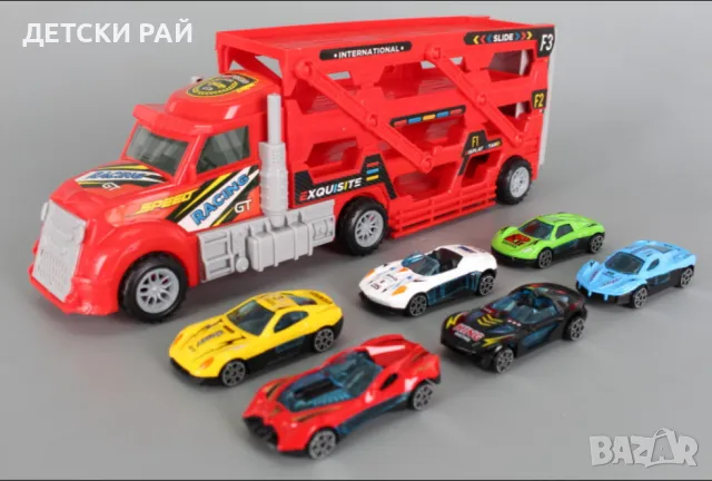 Автовоз катапулт с шест метални коли, снимка 3 - Коли, камиони, мотори, писти - 48109061