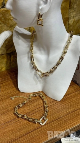 колие, обеци и гривна от висококачествена стомана 