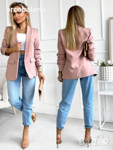 Елегантно дамско сако с драпирани ръкави, модерно и стилно, 10цвята , снимка 13 - Сака - 53245807