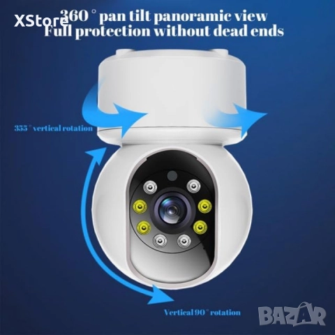 Камера 360° WiFi охранителна, с 2MP, 2-посочно аудио и нощен цвят – Идеалният бебефон за вашия дом, снимка 5 - Други - 51859356