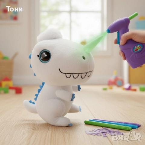 Плюшен динозавър за оцветяване с аерограф – креативен коледен подарък за деца, снимка 7 - Плюшени играчки - 52818900