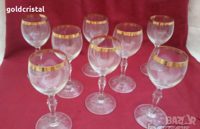 кристални чаши с златен кант , снимка 4 - Антикварни и старинни предмети - 19008457