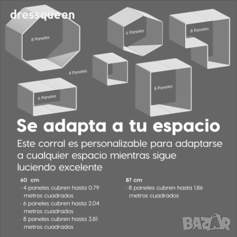 4487 Бяла кошара за кучета с 6 панела – Модулна форма и височина 60 см, снимка 4 - За кучета - 53876623