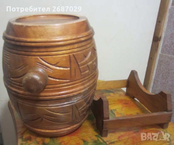 старо дървено буре бъкел със стойка - буренце бъчва бъчвичка