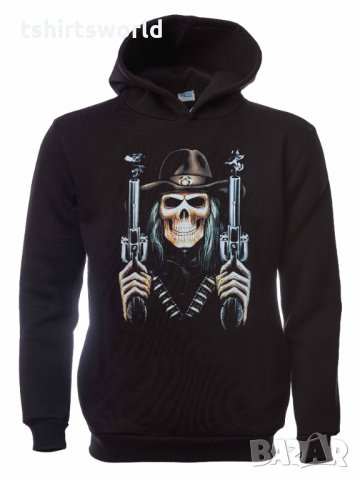 Нов мъжки суичър с дигитален печат Череп с пистолети, снимка 3 - Суичъри - 31742304