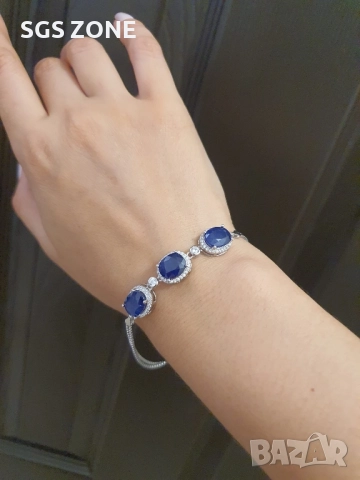 НЕВЕРОЯТНО КРАСИВА СРЕБЪРНА ГРИВНА СЪС САПФИРИ