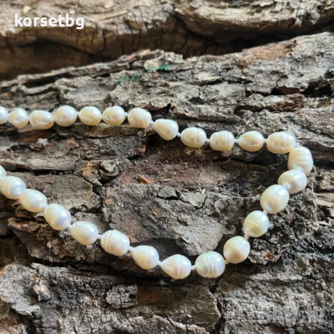 Нежно перлено колие от естествени бели перли 3094, снимка 1