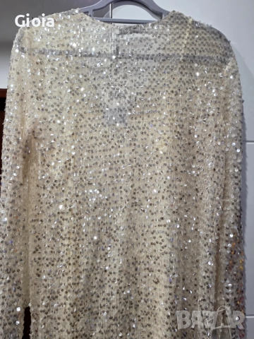 ZARA елегантна рокля с пайети – нова, снимка 7 - Рокли - 52592122