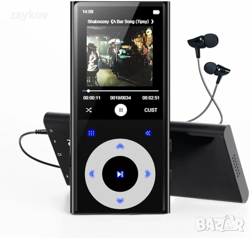 64GB MP3 плейър с Bluetooth, 2.4" екран, Hi-Fi звук без загуби, Bluetooth MP3 плейър