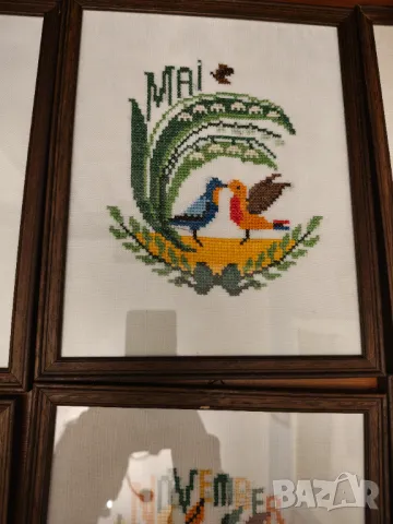 Лот гоблени сезони дървени рамки и стъкло, снимка 7 - Гоблени - 48633892