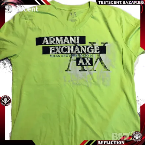 Мъжка тениска Armani Exchange Neon Green Silver Reflective S Small, снимка 1 - Тениски - 26010155