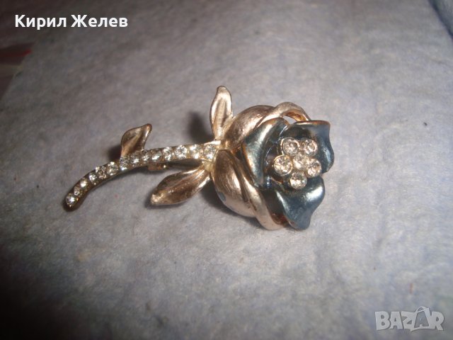 НЕЖНА ПОЗЛАТЕНА КРИСТАЛНА АРТ БРОШКА - РОЗА 11897, снимка 5 - Други - 37692378