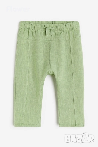 HM Бебешки/Детски зелен панталон от ленена смес, размер 92, снимка 8 - Панталони и долнища за бебе - 52948376
