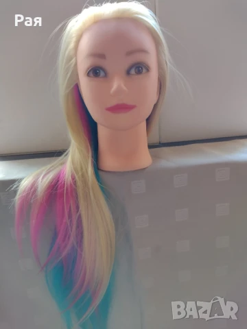 Учебна фризьорска глава 70 см шарена, снимка 5 - Аксесоари за коса - 50660652