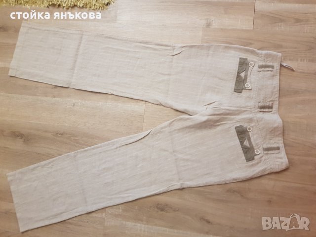 Продавам ленен бежов панталон ЛУЦИ, снимка 3 - Панталони - 33976780