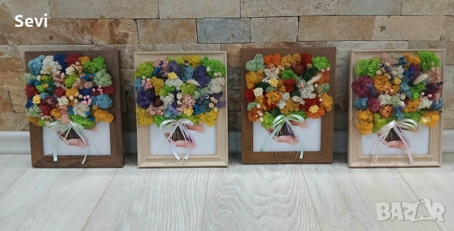 Букет в рамка със скандинавски мъх!, снимка 12 - Декорация за дома - 53449548