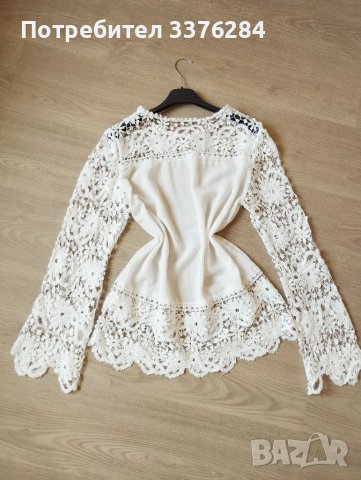 Дамска елегантна бяла блуза с дантелен ръкав , снимка 1 - Блузи с дълъг ръкав и пуловери - 39864030