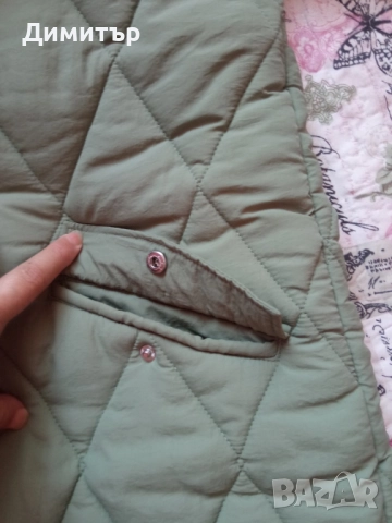 Зелена дамска зимна шуба 164 см. - ново, снимка 5 - Якета - 52007071