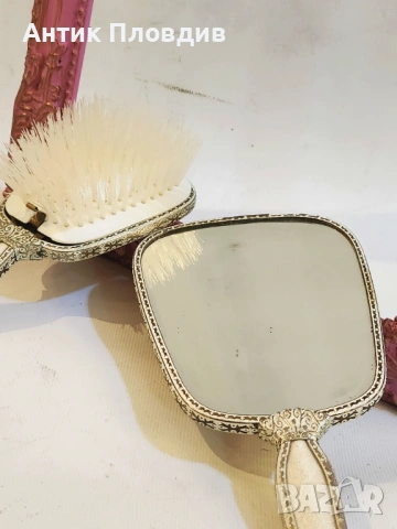 Винтидж английски комплект – ръчно огледало и четка за коса., снимка 4 - Декорация за дома - 53382099