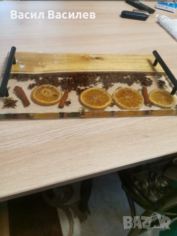 поднос от епоксидна смола и ясен , снимка 4 - Декорация за дома - 52078480