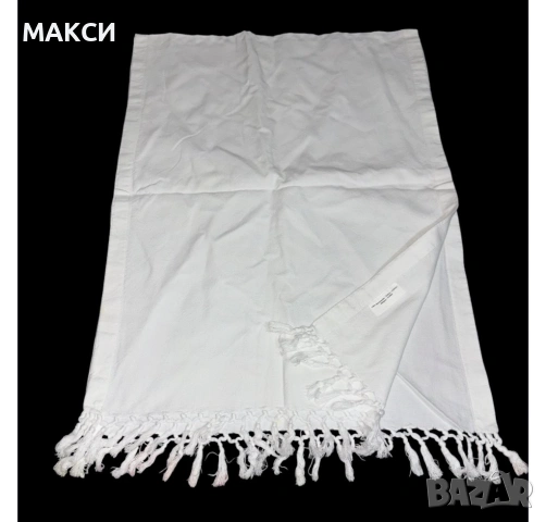 Плътен разкошен памучен тишлайфер в бяло с пискюлчета /аутлет/