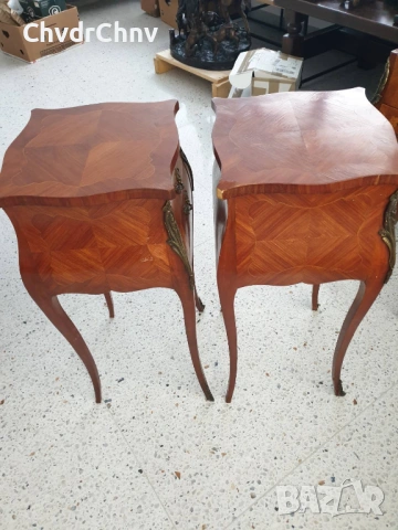 2бр-чифт стари френски дървени конзолни масички-шкафчета за легло, снимка 5 - Шкафове - 54091644