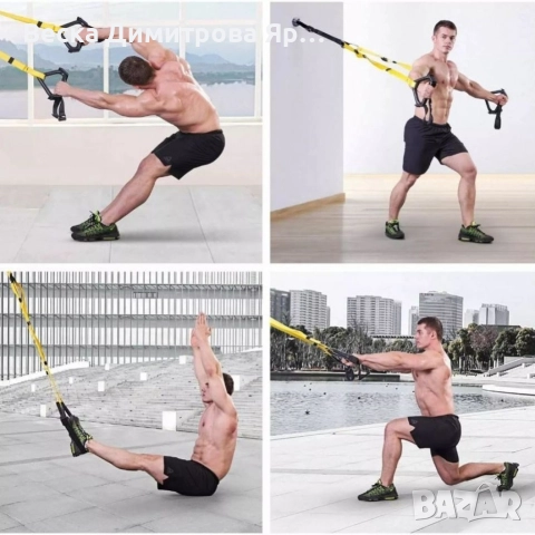 TRX Мултифункционален фитнес уред с ленти, снимка 4 - Фитнес уреди - 52720370