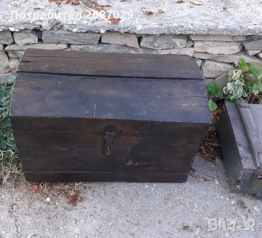 стара дървена ракла с дръжки отстрани, сандък и стар военен дървен сандък с патина, снимка 3 - Други - 34261033