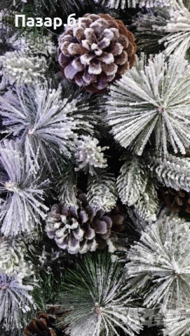 Изкуствено борче/елха със заскрежени иглички и шишарки, снимка 7 - Декорация за дома - 52501613